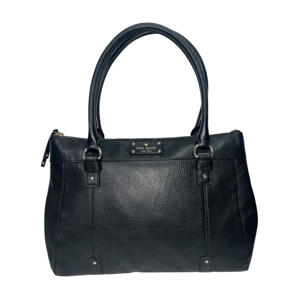 Kate Spade New York Purse Black Pebbled Leather Shoulder Bag Zip Classic Minimal